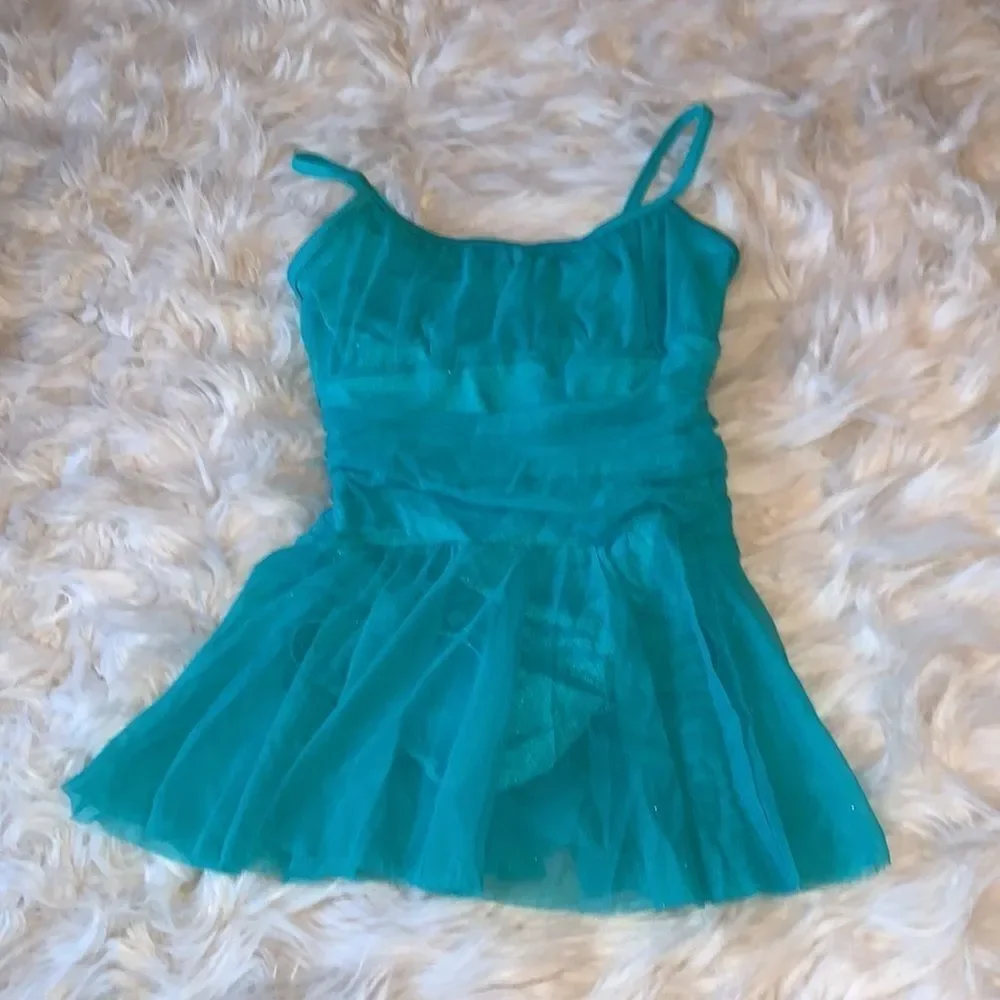 Body Wrappers P735 Dance Skate dress camisole gathered mesh skirt overlay